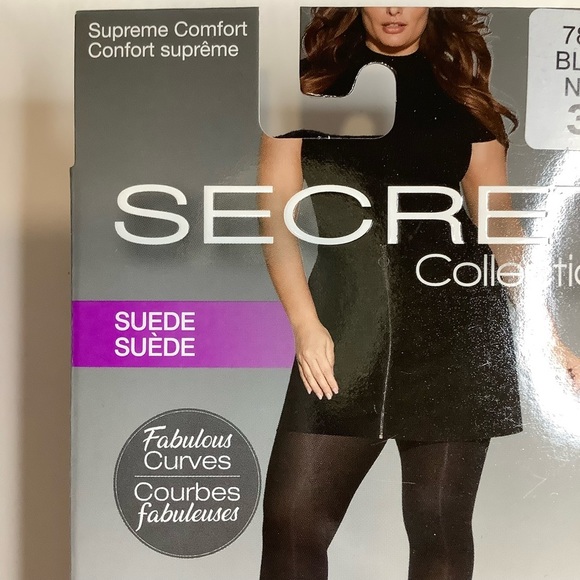 SECRET Black Supreme Comfort Suede Opaque Tights Size 3+ - Picture 2 of 7